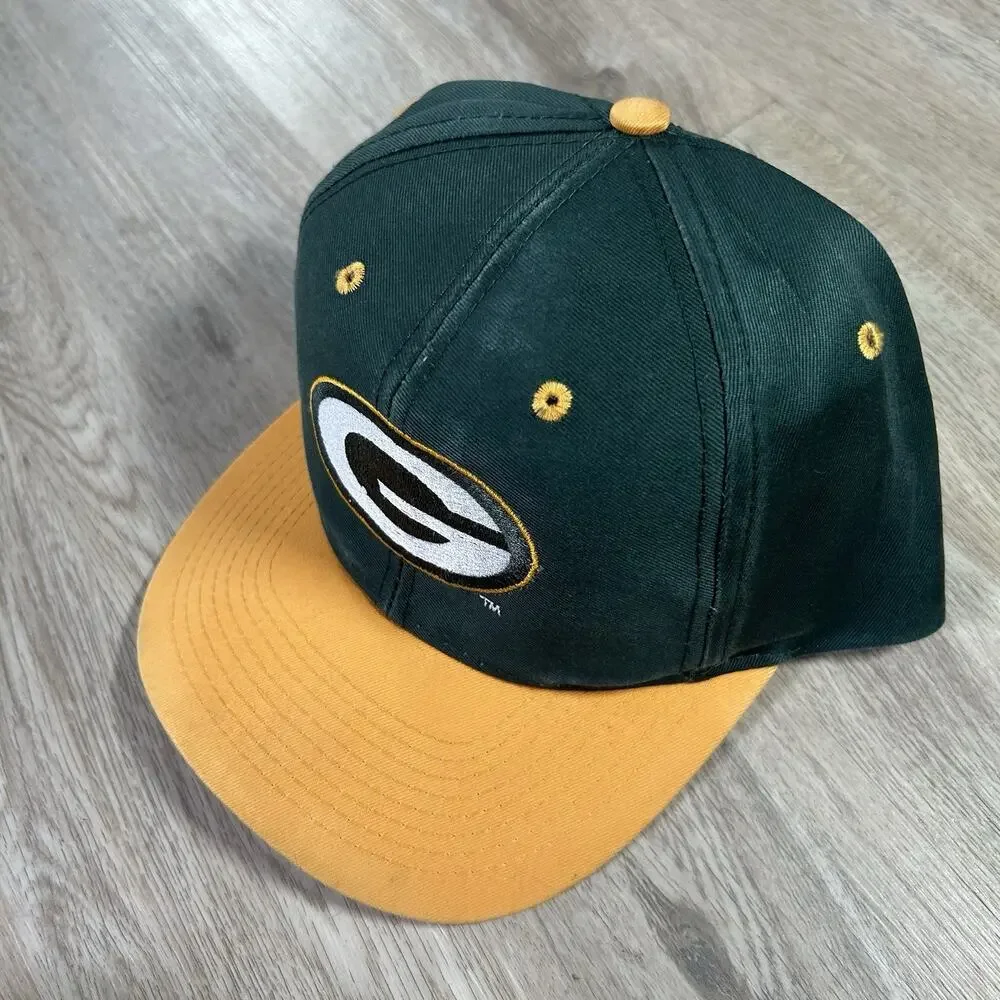 Vintage Green Bay Packers Hat Snapback‎ NFL Football Logo 7 Green Yellow Cap